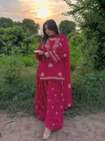 Sijal and Samaha Hot Pink Farshi